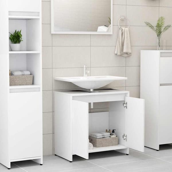 vidaXL Badeskap hvit 60x33x61 cm konstruert tre Vit white