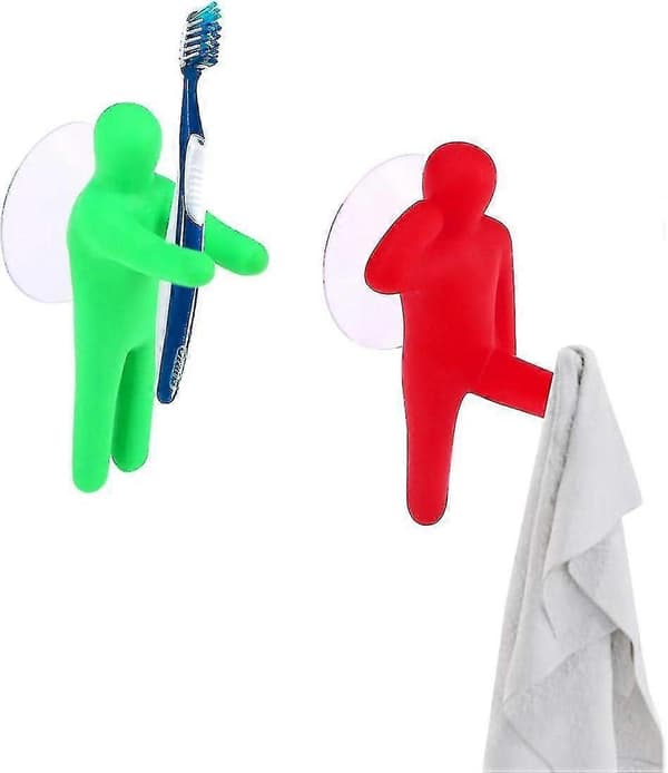 Toothbrush Holder Wall Mounted and Towel Hook for Bathroom Storage 6 Pcs