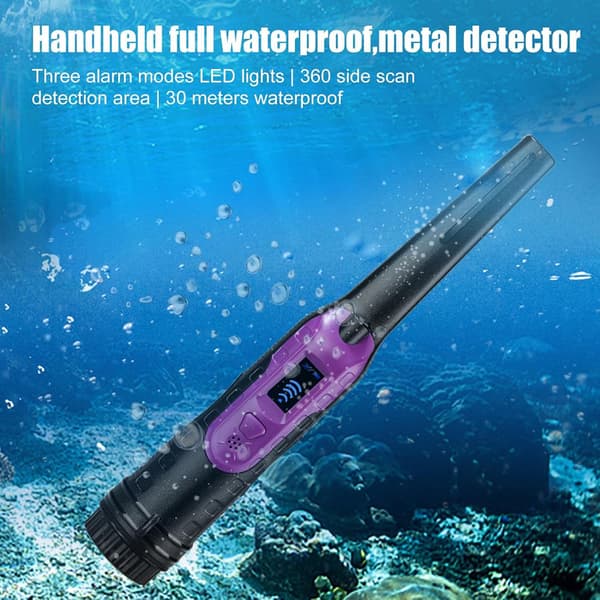 Metalldetektor - LED-skjerm, vanntett håndholdt pinpointer, vibrasjons- og lyddeteksjon - Lilla