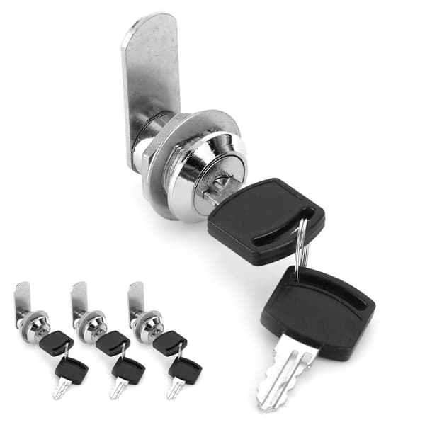 4 Pcs Cam Lock for Toolbox, Drawer, Cabinet, Replacement, Tubular with Keys for Trailer, Caravan, 15mm Diameter