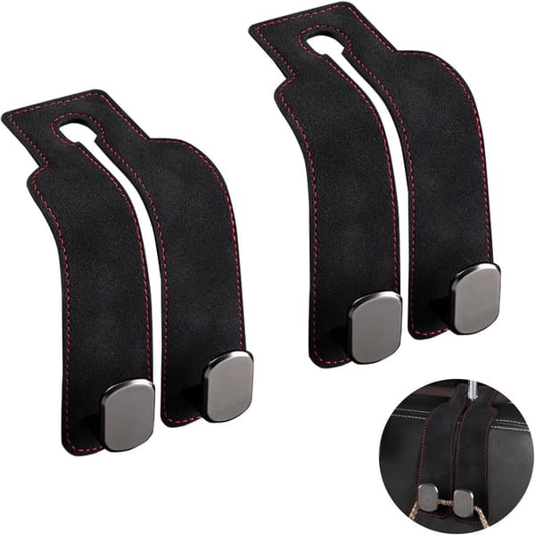 2 stk - 17*4,5*8,5 cm - Bil Nakkestøtte Kroge - Multifunktionel Læder Bilsæde Organizer