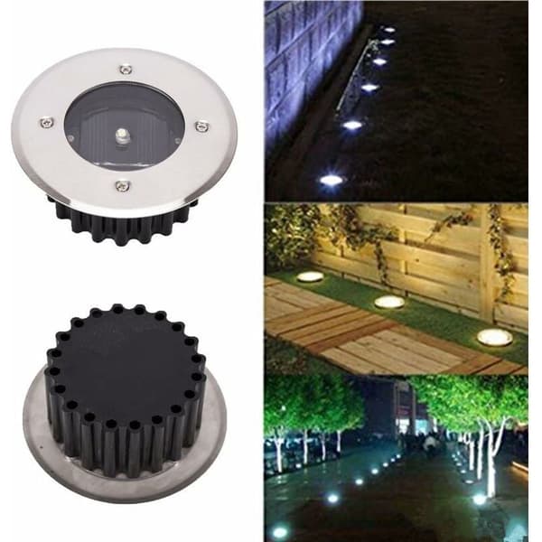 10-pack Solar LED Ground Lights, IP65 Waterproof Outdoor Lighting, Round Cool White, Energy Class A+