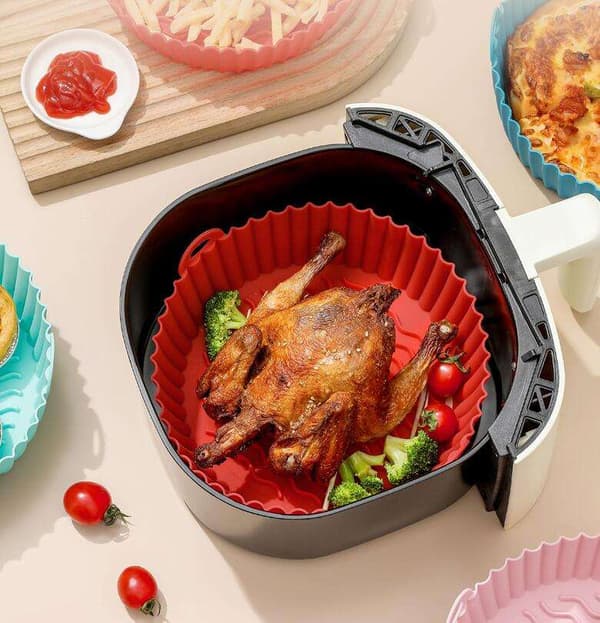 Silikoneskål til Air Fryer Sort 19 cm Grå