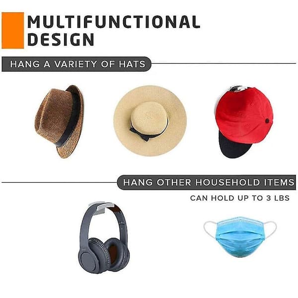 8-pack Clip Hat Holders, Compatible with Baseball Caps, Hat Hook, Wall Mounted Hat Rack