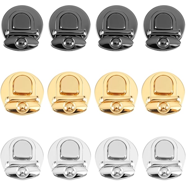 12 st metallås för små väskor (guld, silver)