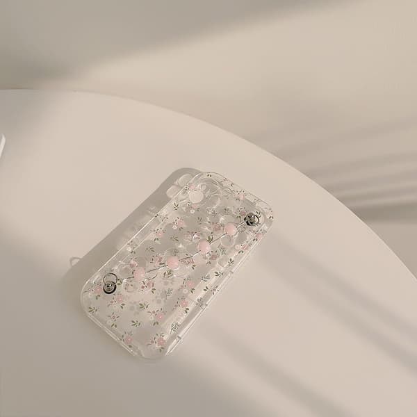 Kompatibel med iPhone 14 Pro-etui Sød Blomster Håndledsrem Kædearmbånd Klart Blødt Etui til Kvinder Piger