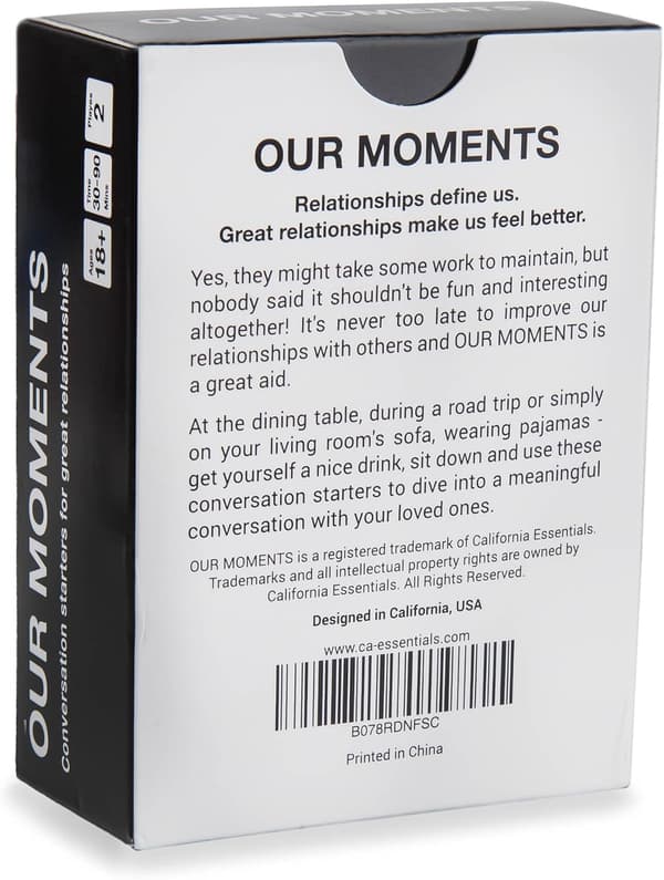 OUR MOMENTS Par: 100 Conversation Starters for Great Relationships - Fun Conversation Card Game for Couples - FA-