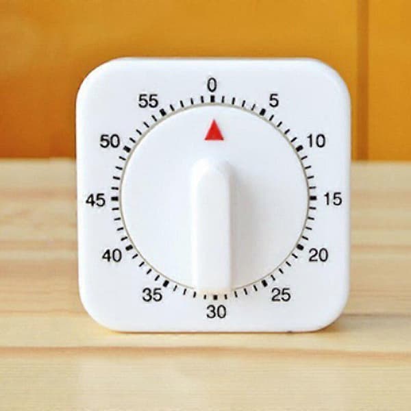 60 minutters køkkentimer nedtællingsalarm påmindelse hvid firkantet mekanisk timer til køkkenet