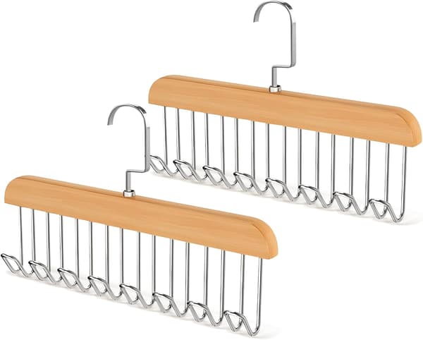 2 kpl Liukumattomat Henkarit Takeille, Rintaliiveille, Vöille, 8 Koukulla, Puiset Henkarit Topeille