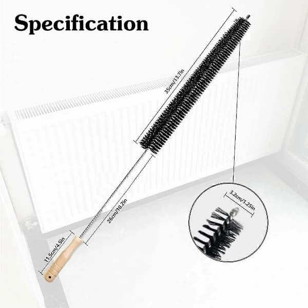 2 stk. Elementbørste Fleksibel Radiator Støvkost med Trehåndtak (73cm)