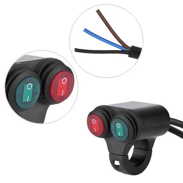 22mm Universal Motorcycle Handlebar Headlight Brake Fog Light Horn Double Button Switch Model D