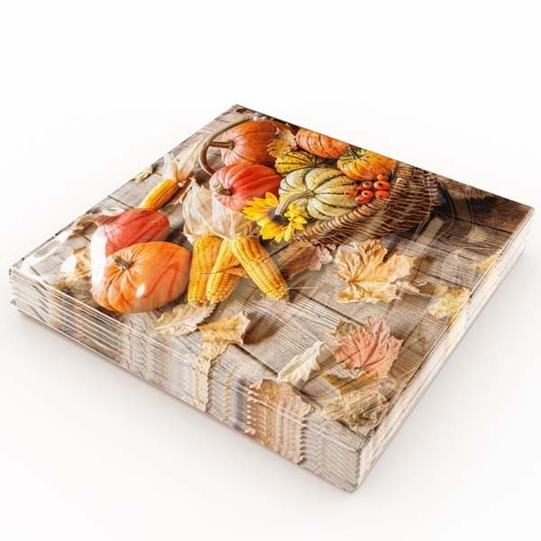 Kaffeservietter Høstkurv 25x25 cm 20-pak multifärg multicolor