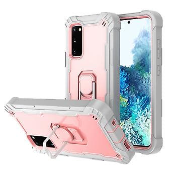 Til Samsung Galaxy S20 FE / FE 5G PC + gummideksel (gråhvit rosegull)