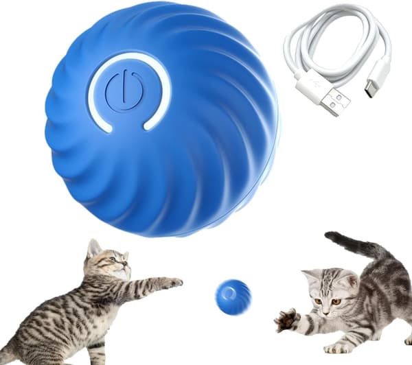 Self-rolling ball for dog, smart self-rolling ball with 2 modes, long battery life, intelligent teasing cat ball with replaceable shell