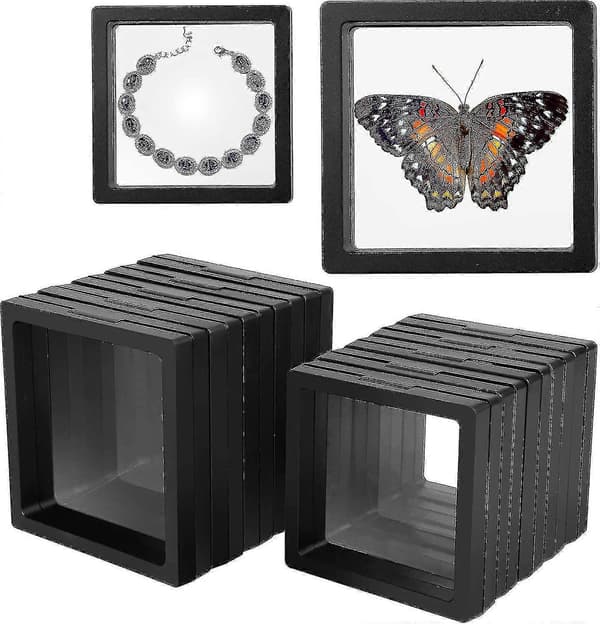10 st Flytande Displayfodral, 3D Flytande Ram Display H D, Transparent Pe Smyckesförvaringslåda För Cen S Aa Ls Prover Ch
