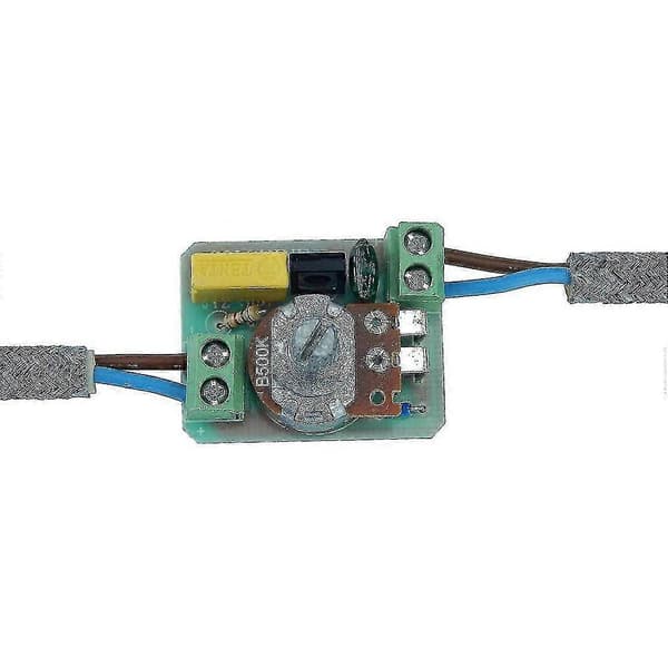 Lysdimmer, roterende bryter med hvit 220-230v kabel, trykknapp for dimbar LED