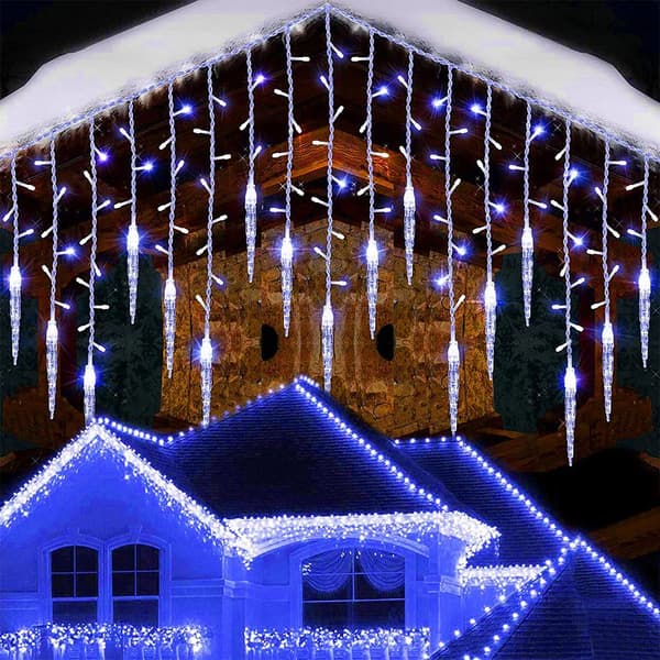 (Sininen) LED-koristevalo ulkokäyttöön, 3,5 m LED-jääpuikkovalot