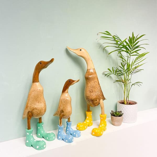 Spotted Wellington Boot Duck Resin Ornament GRÖN S Grön