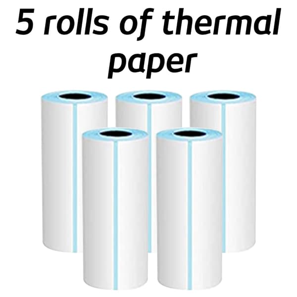 Replacement Paper for Portable Photo Printer, 5 Rolls Thermal Paper + 5 Rolls Adhesive Paper