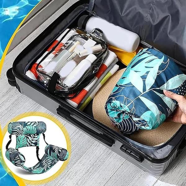 2-in-1 Floating Pool Hammock with Pump - Foldable Inflatable PVC Mattress for Adults for Beach and Sunbathing - Green