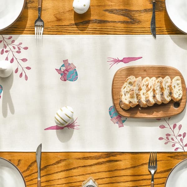 Rabbit Easter Bunny Table Runner, Seasonal Spring Holiday Kitchen Dining Table Decoration 33 x 183 cm