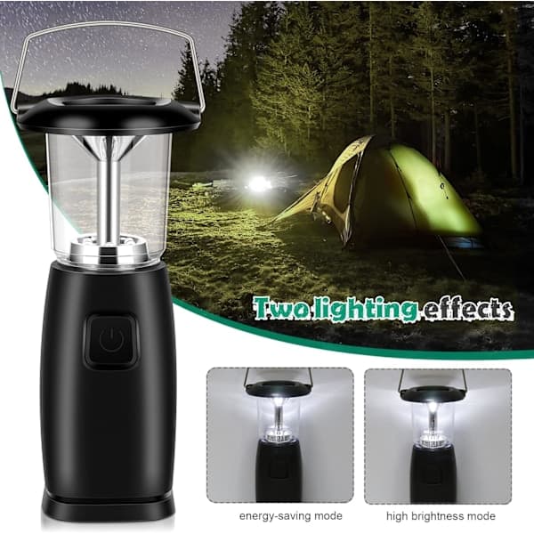 LED Solcell Handvevsgenerator LED Lampa/Lyckta/Belysning för Utomhuscamping/Jakt/Vandring/Segling
