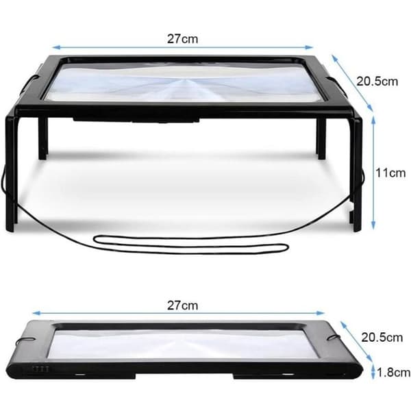 Leseforstørrelsesglass - AIMOONSA - Sammenleggbart - 3X (300%) - 4 innebygde LED-lys - Svart