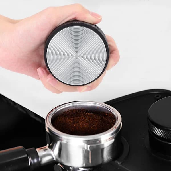 58mm Non-slip Stainless Steel Coffee Tamper for Commercial Use Black Thread Base