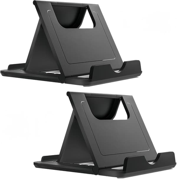 Telefonstativ Tabletstativ Multi-Vinkel Mobiltelefonstativ Vuggeholder Universelt Foldbart Tablet Telefon (2 STK i Sort)