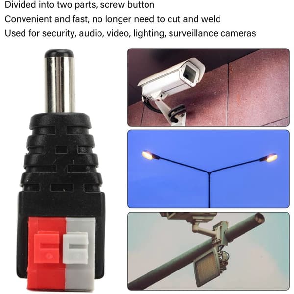 10-pak BNC hanstik til CCTV-overvågningskamera, kompatibel med RCA AV-kabel