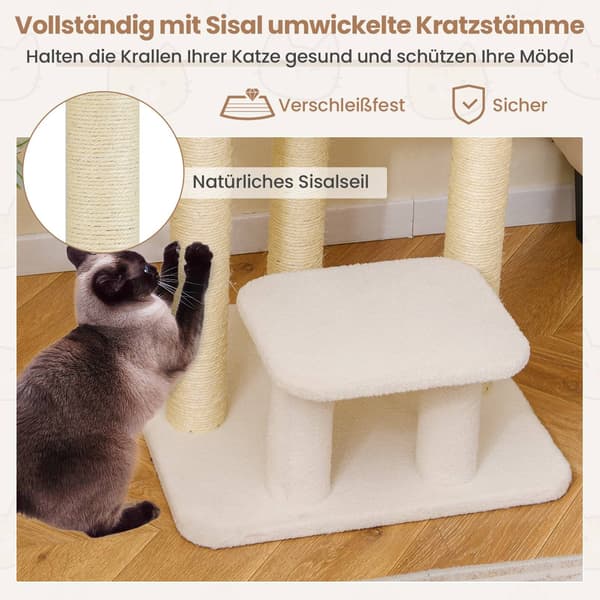 Raapimispuu sisal-tolpilla ja muhkealla orrella, valkoinen