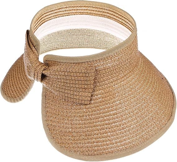 Roll-up Summer Sun Hat, Wide Brim Straw Hat, Beach Hat, Girls' Bow Hat