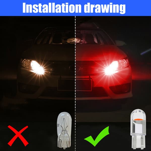T10 LED COB ravfarget wedge interiør kupe- og leselys