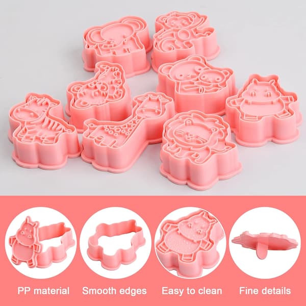 (A) 8 stk. dyrekageforme, 3D-plastkageform, børnekageform, bageværktøj