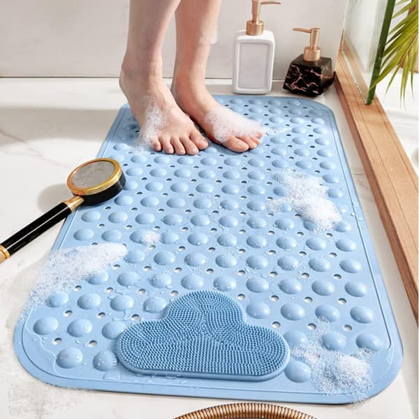 TPE baderom sklisikker sugekopp gulvmatte, blå, 50*80cm