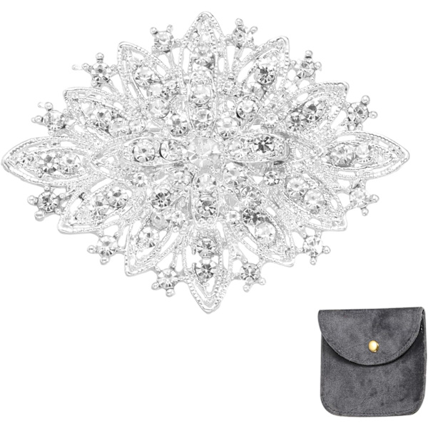 Vintage Krystal Rhinestone Broche til Kvinder Hvid White