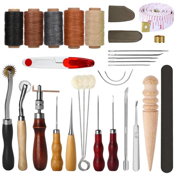 Læder Syværktøj Reparationssæt 31 dele Håndsyning Håndarbejde DIY Kit