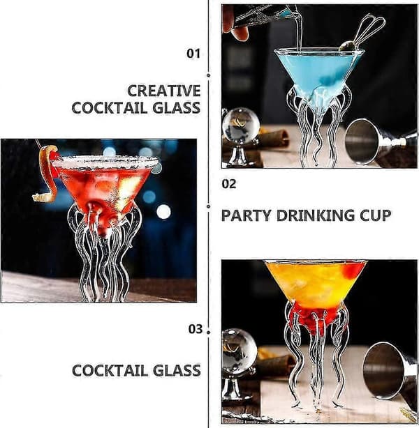 2 stk. Blæksprutte Cocktailglas Martini Glas Vandmandsglas Vinglas Drikkeglas Bar Bæger Værktøjer