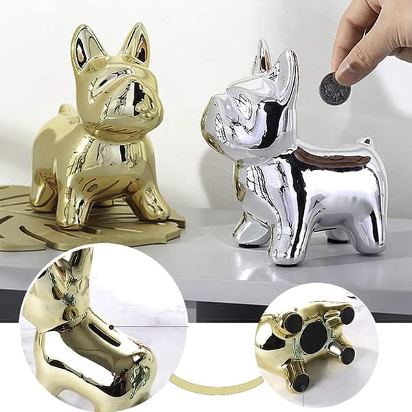 Fransk Bulldog Statue Siddende Keramisk Hundefigur Sparegris Keramisk Håndværk