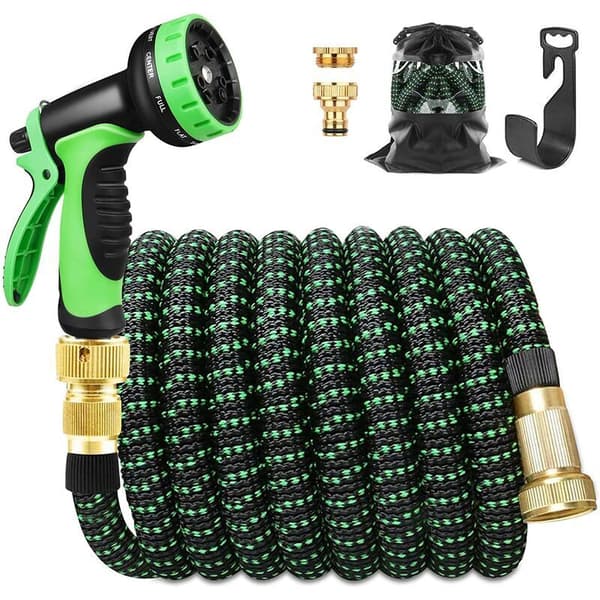 Expandable Garden Hose 30m 100ft Extendable Garden Hose with Holder and 9 Function Water Spray Brass Fittings