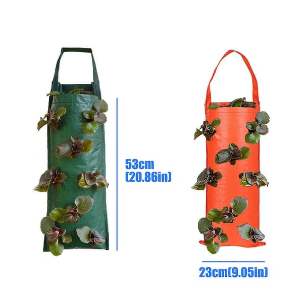Hängande odlingspåsar designade för jordgubbar, tomater, grönsaker, blommor, utomhusträdgård med utmärkt luftflöde, 2-pack