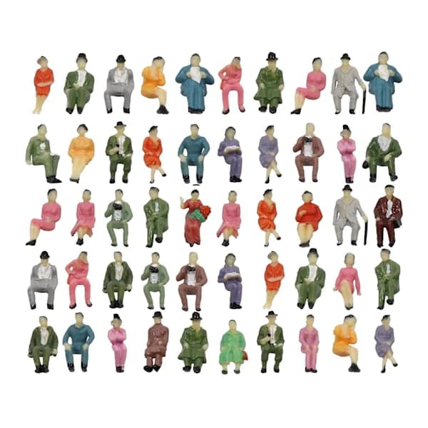 50 Pieces 1:87 Scale Painted Figures People Figurines for Model Train Sand Table