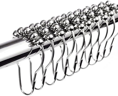 Set med 12 duschdraperiringar i rostfritt stål, 69 x 39 mm