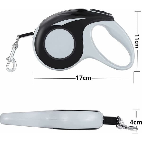 Retractable Dog Leash, Telescopic Traction Rope, Dog Training Leash, One-Button Braking and Locking, Non-Slip Handle, Max 15 kg (Black, 5 meters)