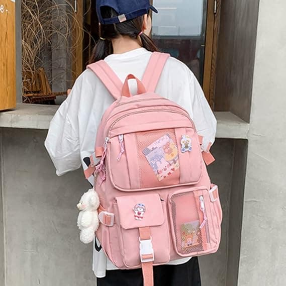 Cute Bear Backpack with Large Capacity for School Multifunctional Kawaii Backpack with Pockets and Accessories[DB]