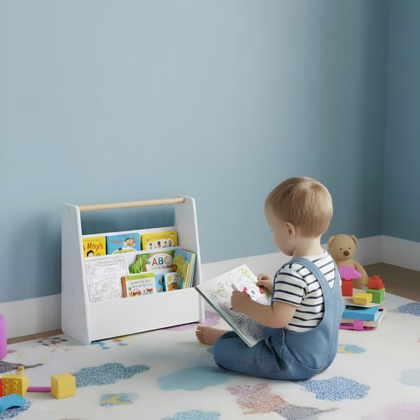 Montessori børnereol, 3-lags hvid MDF-organisator