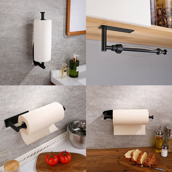 Paper Towel Holder - Black - Metal with Damping Function