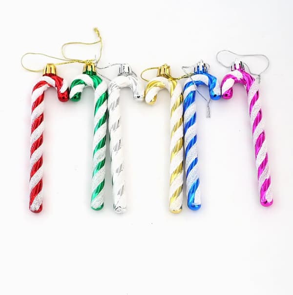 6-13 cm Glitter Sukkerstok Juletræspynt/Sæt (6 farver)