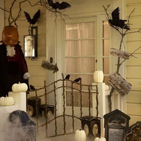 Realistisk kråke Halloween-dekorasjon hagepynt 30 cm med vinger