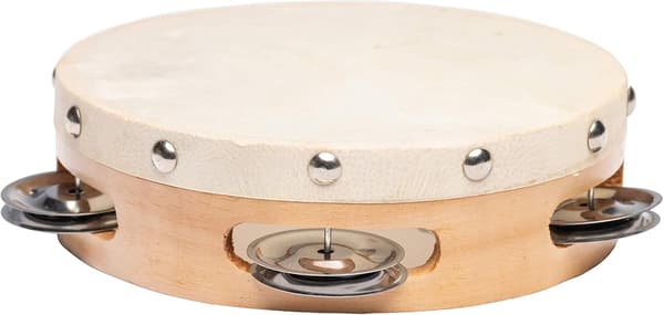 Luonnonnahkainen tamburiini - ø15 cm - 8 kulkusta - Puukehys